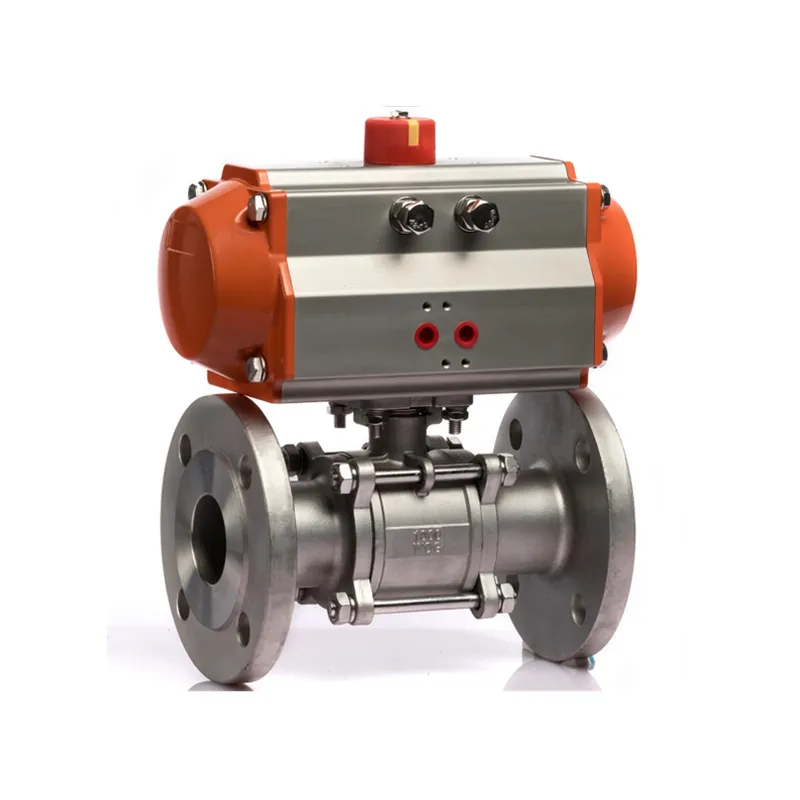 Valve à billes à bride 3pc avec actionneur pneumatique PN40