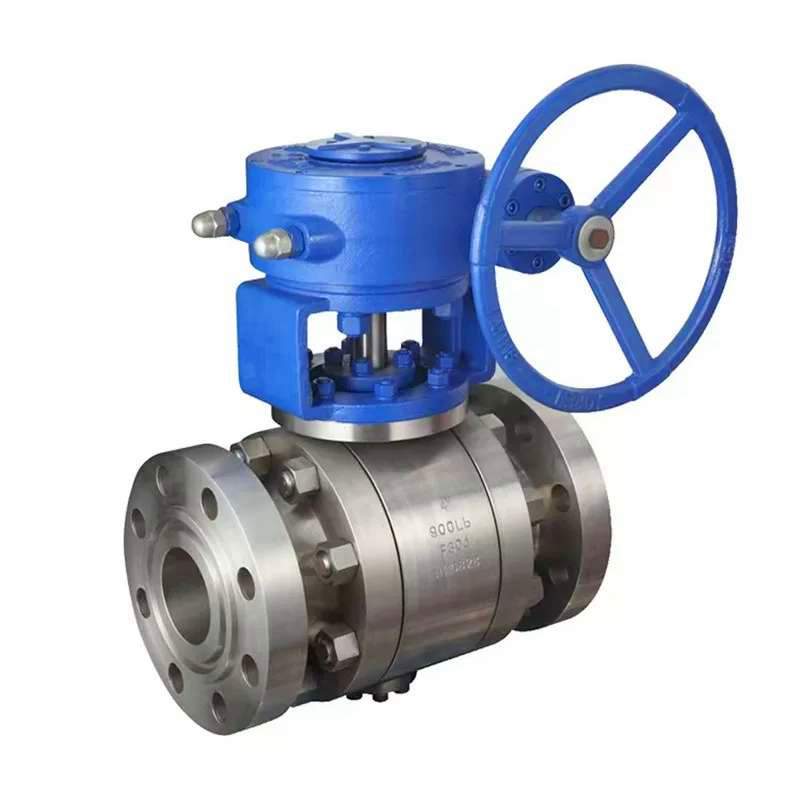 Robinets à tournant sphérique à tourillon à bride en acier inoxydable forgé en 3 pièces