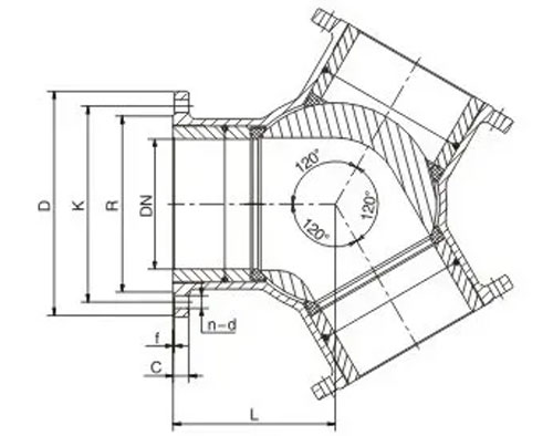Y-Type Stainless steel PN16 three way ball valve