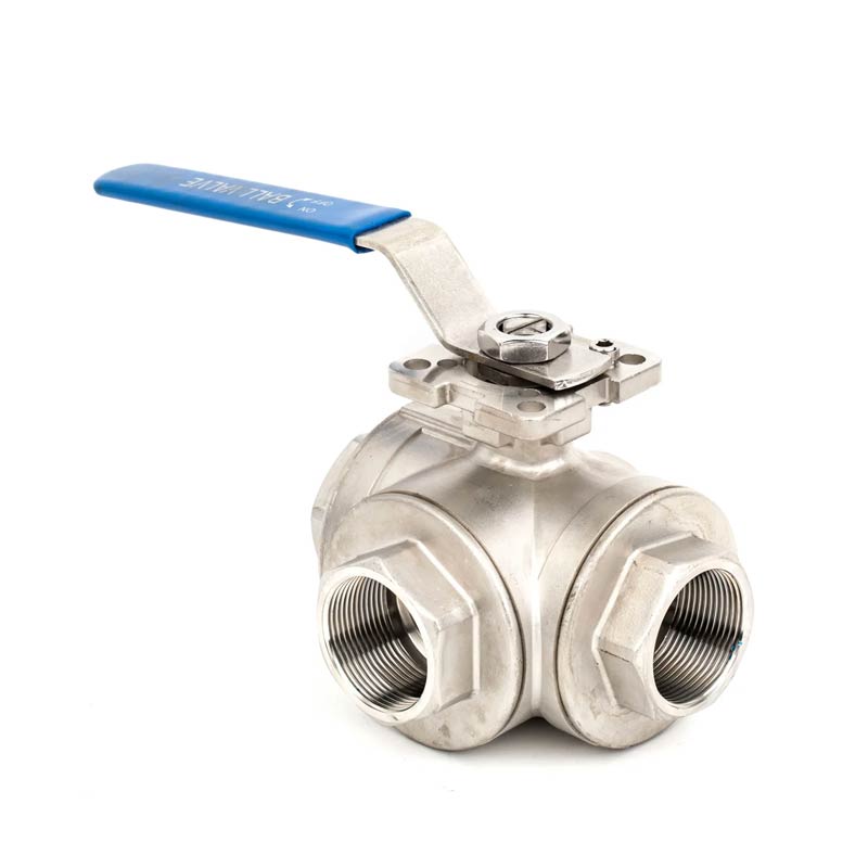 Threaded 3-Way Ball Valve with ISO 5211 Direct Mounting Pad