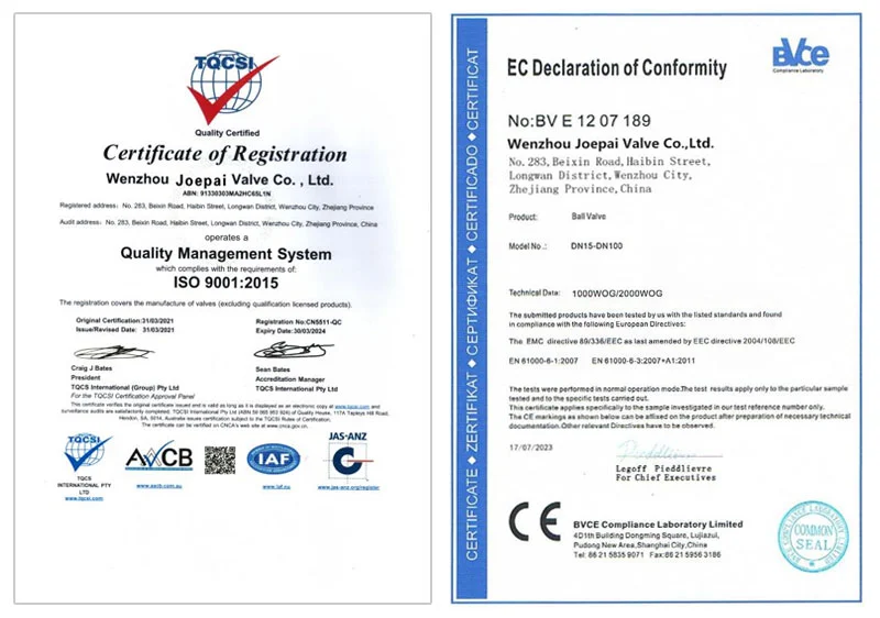 JOEPAI ISO 9001 CE KC certificates