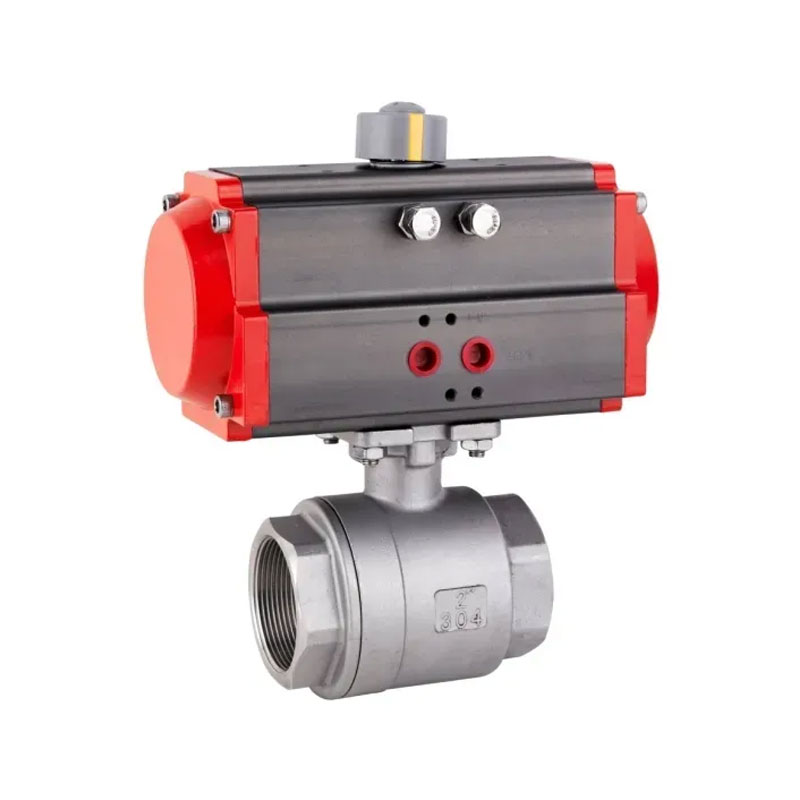 Valve à billes pneumatique filetée en acier inoxydable 2-PC